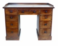 Lot 439 - Victorian mahogany knee-hole desk.