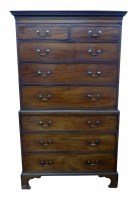 Lot 444 - George III mahogany chest on chest.