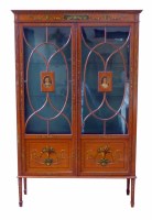 Lot 485 - Edwardian satin wood display cabinet.