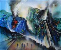 Lot 268 - David Wilde, "Blasting Day, Bethesda Quarry", acrylic.