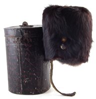 Lot 119 - Royal Welsh Fusiliers bear skin hat in case.
