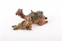 Lot 330 - A 19th century bronze figure group of camel and herder by Franz Bergman
