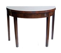 Lot 407 - George III mahogany fold-over tea table.