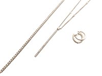 Lot 50 - Diamond set suite of 3 18ct white gold items of jewellery