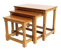 Lot 448 - Mouseman nest of three tables.