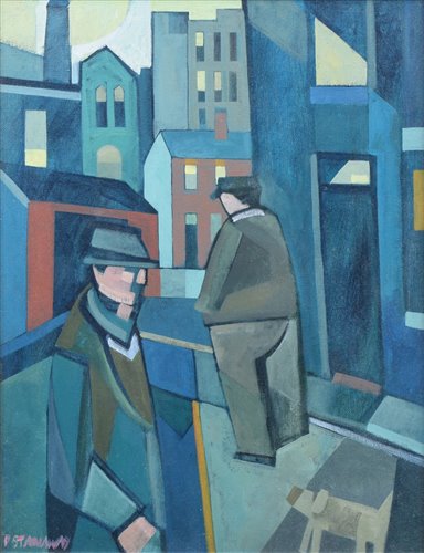 Lot 423 - Peter Stanaway, "John St. Miles Platting with Johnson's Mill", acrylic.