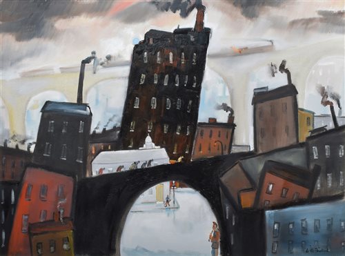 Lot 563 - William Turner, "The Garth, Stockport Viaduct", oil.