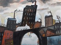 Lot 563 - William Turner, "The Garth, Stockport Viaduct", oil.