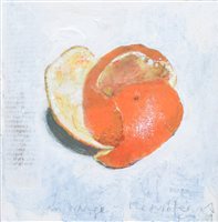 Lot 523 - Kurt Jackson, "An Orange In The Winter", acrylic and collage.