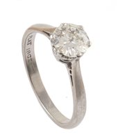 Lot 443 - Diamond platinum and white gold solitaire ring