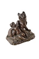 Lot 644 - A 19th century French bronze of child and wolf.