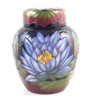 Lot 234 - Moorcroft Blue Lotus pattern Ginger Jar