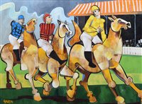 Lot 552 - Geoffrey Key, "The Grandstand", oil.