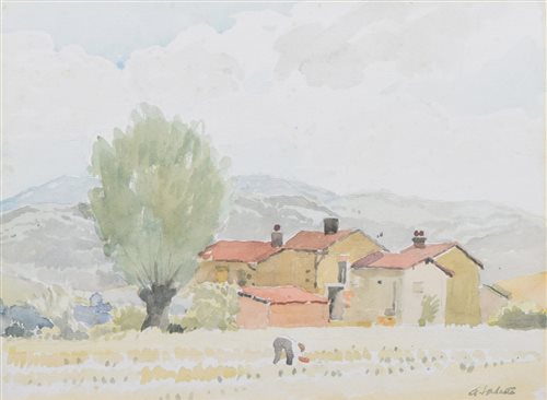 Lot 574 - Pierre Adolphe Valette, "Au Chambon uns Brailles", watercolour.