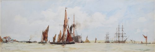 Lot 618 - Charles Dixon, "Off Tilbury", watercolour.