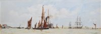 Lot 618 - Charles Dixon, "Off Tilbury", watercolour.