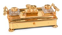 Lot 18 - A 19th century gilt bronze inkstand with lion