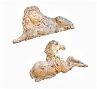 Lot 641 - Two 19th century cast iron reliefs of a Lion and Unicorn by J. Crowley