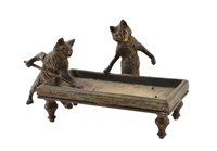 Lot 642 - A cold painted bronze of cats playing billiards