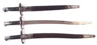 Lot 167 - Three British Victorian bayonets, two with scabbards