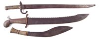 Lot 170 - Russian saw back pioneers short sword, Chassepot bayonet and scabbard and a kukri