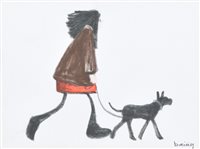 Lot 581 - Braaq, "All Posh Cos It's Got a Lead", pastel and pencil drawing.