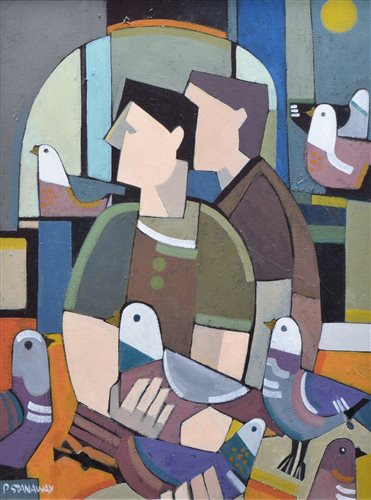 Lot 562 - Peter Stanaway, "The Pigeon Loft", acrylic.