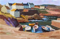 Lot 550 - Donald McIntyre, "Sunlight, Coverack", acrylic.