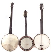 Lot 69 - George Mathews five string fret less banjo and two others.