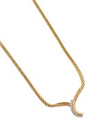 Lot 423 - 14ct yellow gold diamond drop necklace