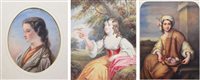 Lot 297 - Three unframed 19th century watercolour portraits (3).