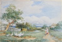 Lot 511 - David Bates, "Near Upton-on-Severn", watercolour.