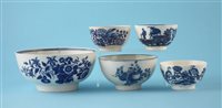 Lot 90 - Two Caughley bowls and three tea bowls