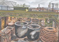 Lot 502 - Kenneth Jones, Industrial scenes, oil (5).