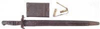 Lot 195 - P14 bayonet, Enfield inspection tool and a Mauser cleaning kit.