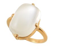 Lot 444 - Moonstone solitaire yellow gold ring