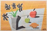 Lot 475 - David Hockney, "Two Apples, One Lemon and Four Flowers", lithograph.