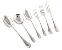 Lot 361 - Two-drawer standing oak canteen of silver cutlery
