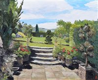 Lot 490 - Julie Forrester, "Richard's Garden", oil.