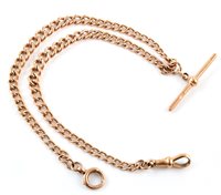 Lot 373 - 9ct yellow gold double Albert chain