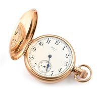 Lot 465 - Waltham 9ct gold full hunter pocket watch