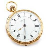 Lot 467 - 18ct gold pocket watch with stop watch function by M.J. Russell, London