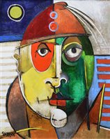 Lot 538 - Geoffrey Key, "Beyond Pierrot I", oil on canvas.