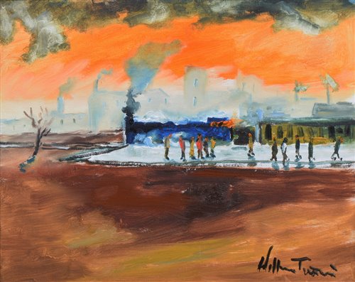 Lot 269 - William Turner, "Glazebrook Station, Risley Moss Line, Irlam o' the Heights", oil.