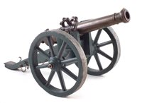 Lot 17 - 19th century bronze model cannon on field gun carriage
