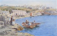 Lot 634 - Warren Williams, Fishermen in the harbour, watercolour
