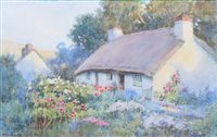 Lot 632 - Warren Williams, "A Cottage Garden, Glan Conway, North Wales", watercolour.