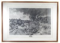 Lot 23 - Large signed battle scene etching after Francois Flameng