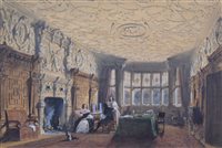 Lot 629 - Joseph Nash, "Crewe Hall, Cheshire - The Carved Parlour", watercolour.