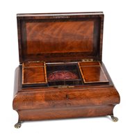 Lot 1 - A 19th century sarcophagus rosewood veneered tea caddy